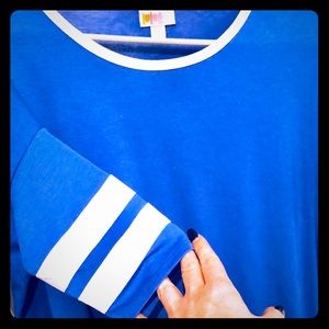 XXS Blue & White **Varsity Sleeves** LuLaRoe Irma